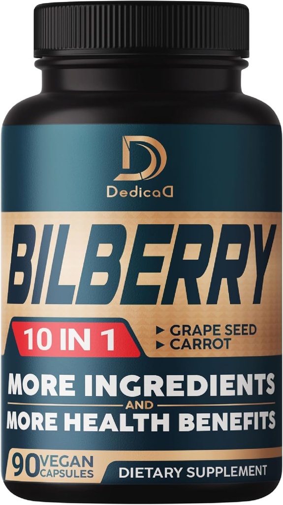 目のための10in1のBilberryのエキスは3か月のための補います - Grapeの種、ニンジン、Elderberry、Eyebright、ケルセチン及びより多くのハーブ-非GMOのグルテンフリー- 90のビーガンカプセル-