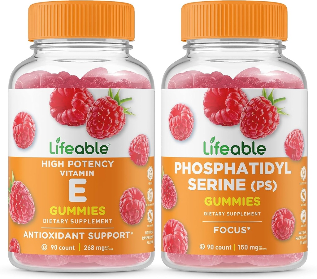 通気性ビタミンE + Phosphatidylserine(PS)、Gummies束 - 偉大な味付け、ビタミンサプリメント、グルテンフリー、GMO無料、Chewable Gummy