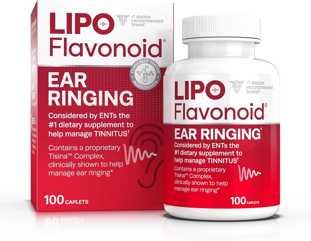 Lipo-Flavonoid Plus Tinnitusリリーフ - リンギングイヤーに推奨される医師 - ビタミンC、B1、B2、B6、B12、およびカルシウム - 100カプレットの臨床的に証明されたレモンBioflavonoidコンプレックス