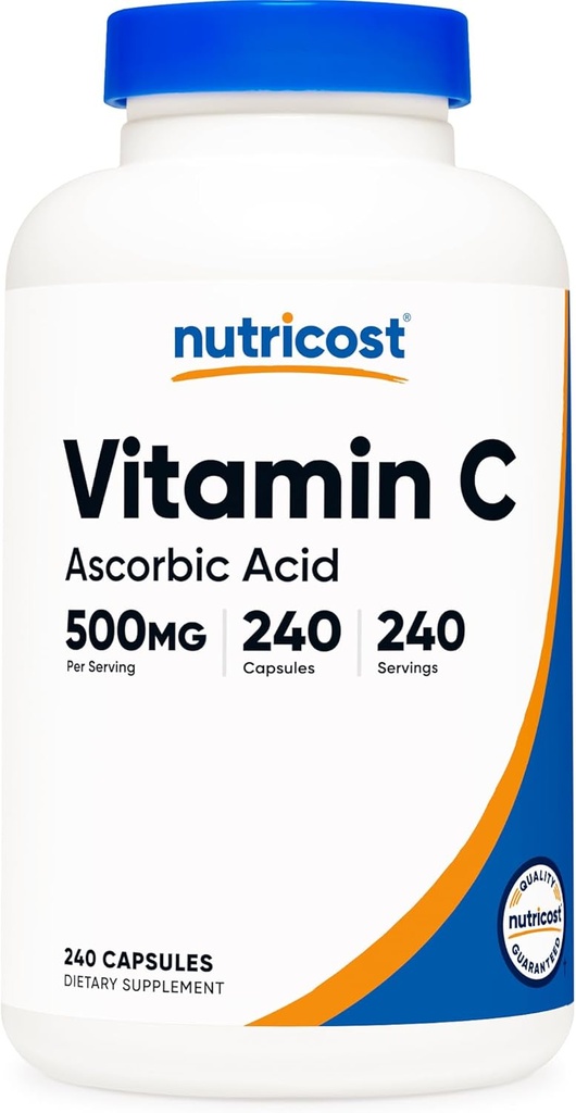 NutricostビタミンC 500mg、240カプセル、ベジタリアン、グルテンフリー&非GMO