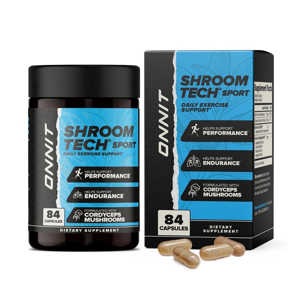 ONNIT の Shroom の技術のスポーツの毎日の練習サポート カプセル、Cordyceps のきのこ、毎日エネルギー サポートのためのカフェイン フリーの食事療法の補足、84 の計算が付いているプレワークアウトの補足