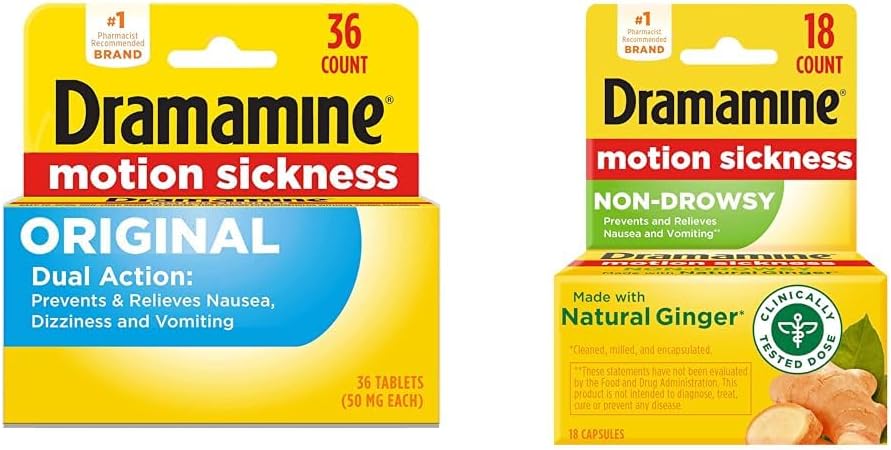 ドラマミンオリジナル、モーションの病気の救助、36の計算及び非眠気、自然なジンジャー、18の計算となされる動きの病気の救助