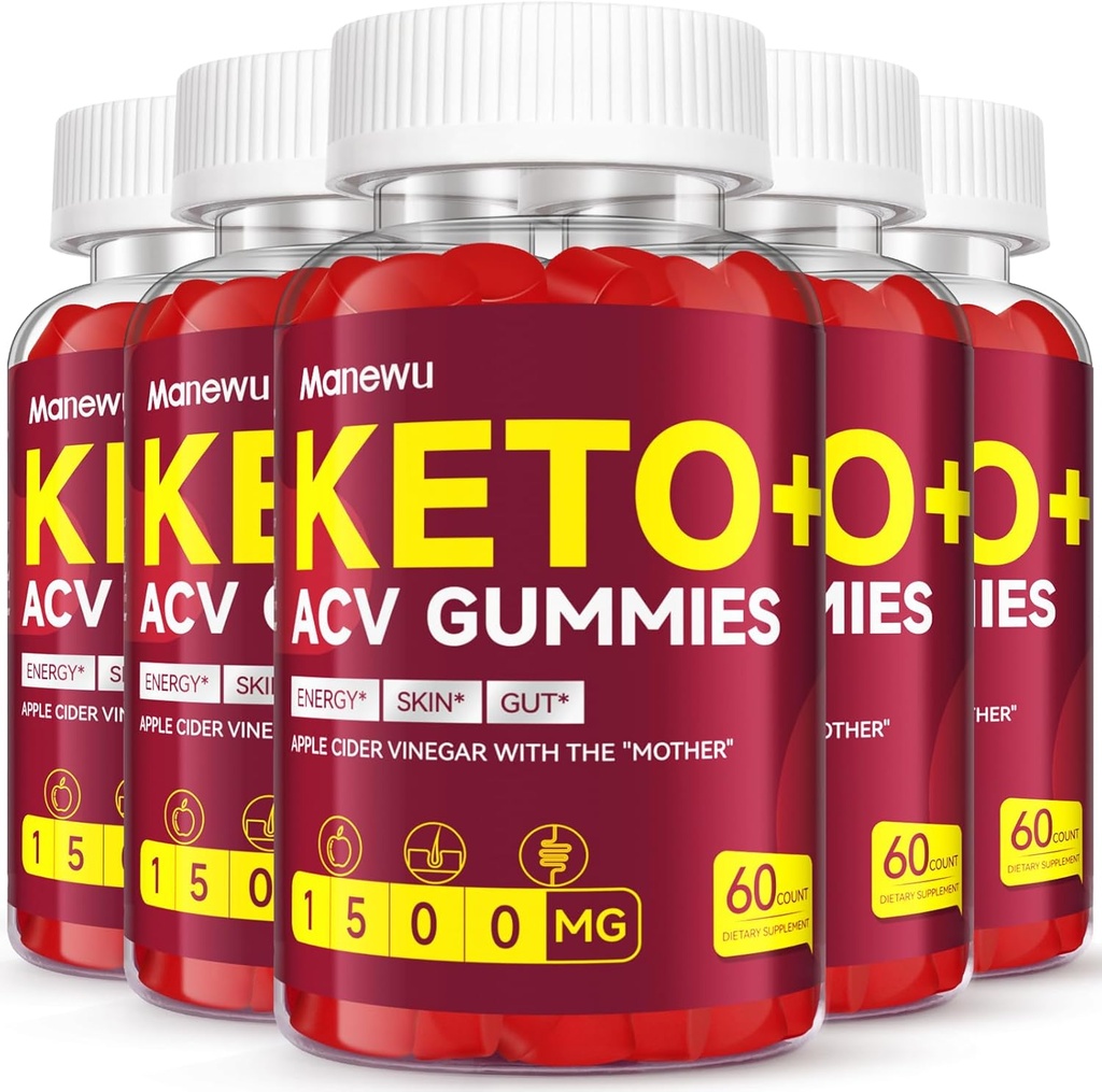 Keto ACVグミー - 1500mg Apple Cider Vinegar with Mother - ビーガン、非GMO、Organic Apple Cider Vinegar Gummies for Women Men、デトックス&クレンジング、5パック