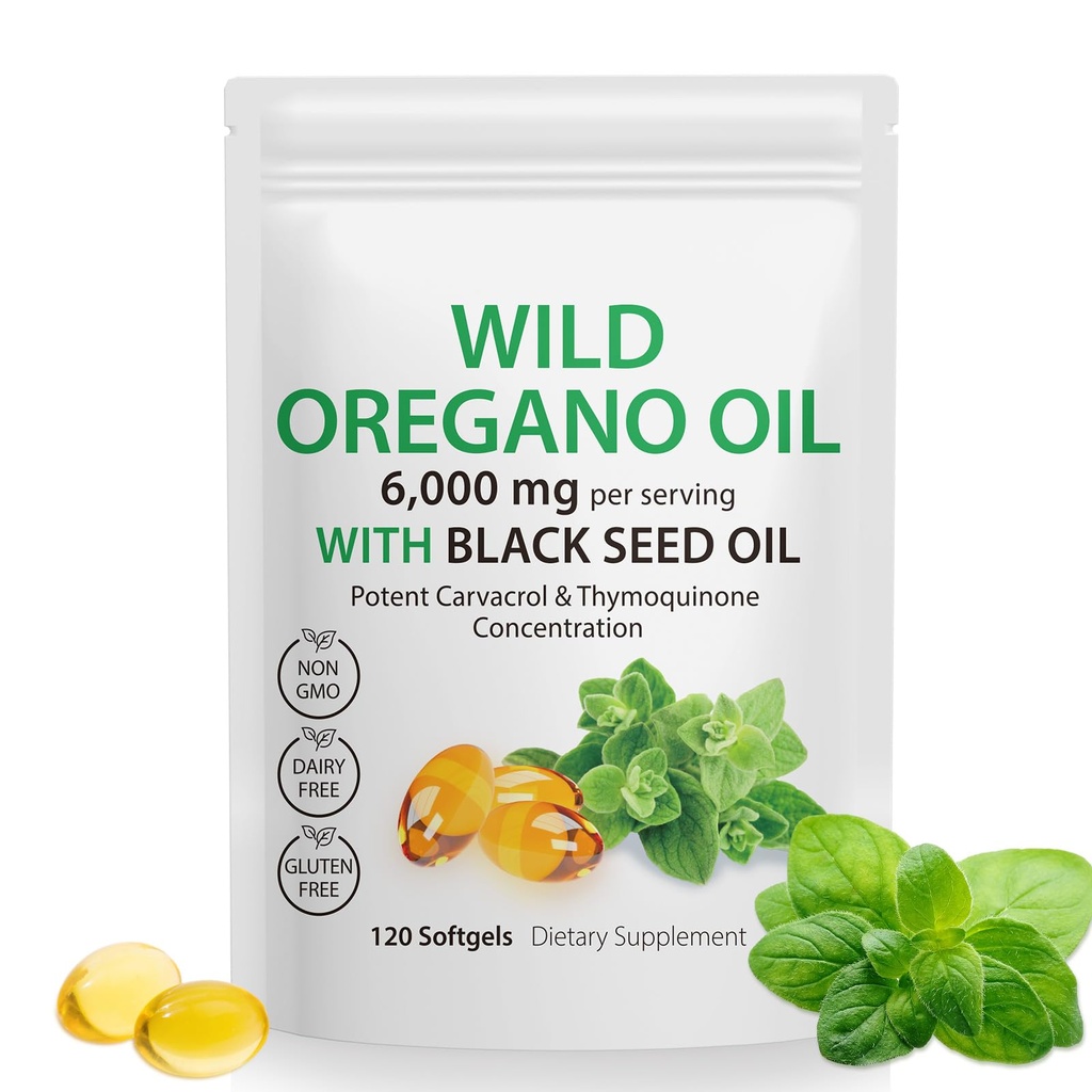 Oregano Softgelsのオイル、Oreganoオイルのカプセルの有機性、黒い種のオイル200mgのOreganoオイル、黒い種のオイルのSoftgels、120のSoftgelのカプセルが付いているOreganoオイル