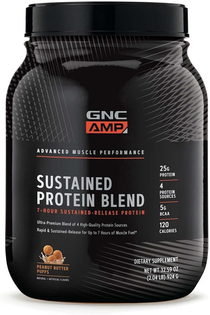 GNC AMP サステンドプロテインブレンド - ピーナッツバターパフ (28 サービング)