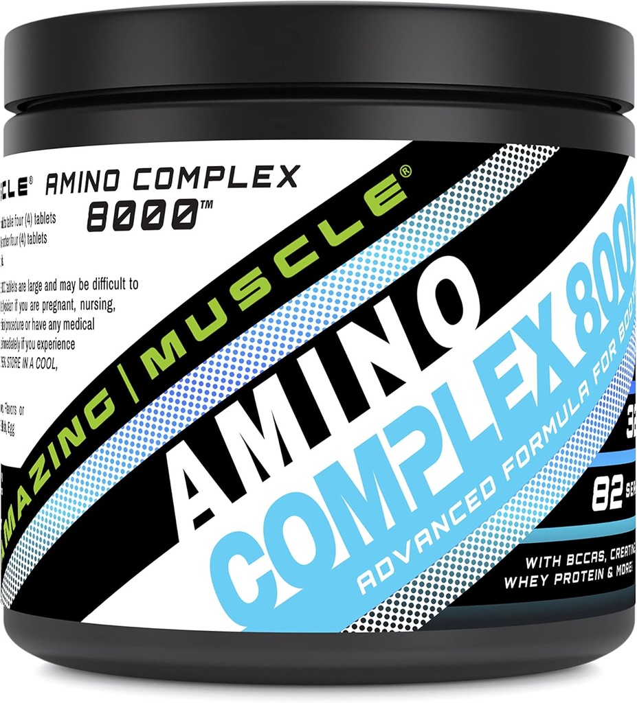 アメイジングマッスルアミノコンプレックスサプリメント | 8000 Mg / サービング | 325錠 | タウリン、クレアチン、Lグルタミン、ウエイプロテイン、BCAAの配合