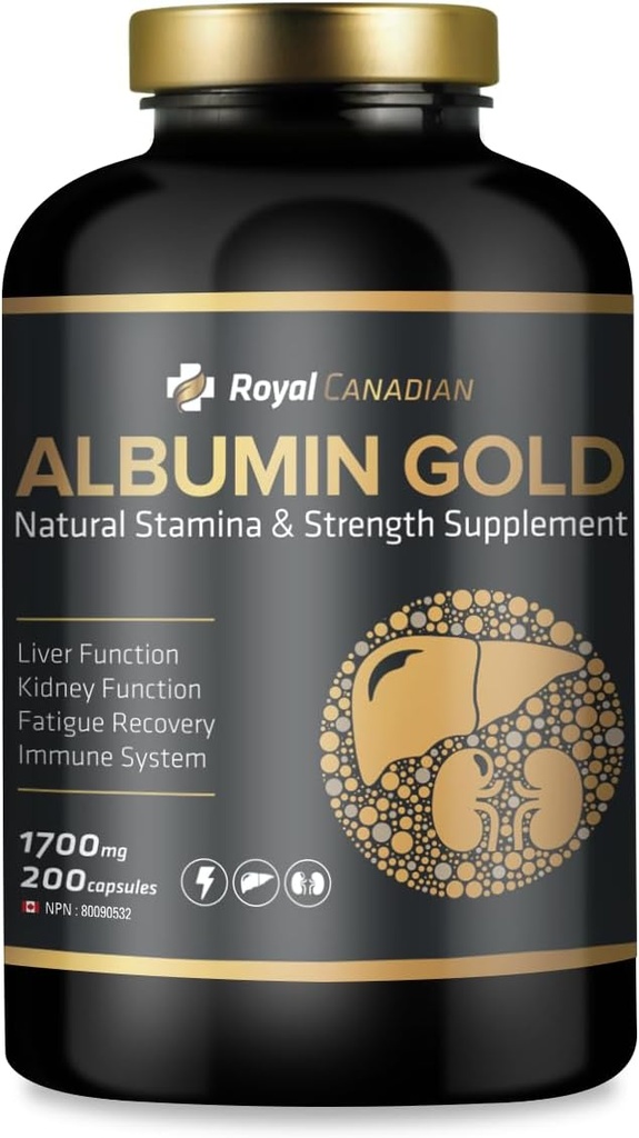 ROYAL CANADIAN アルバムインゴールド 1700mg | 肝機能 | 腎臓機能 | 疲労回復 | 免疫システム(200 x 1700mgカプセル)