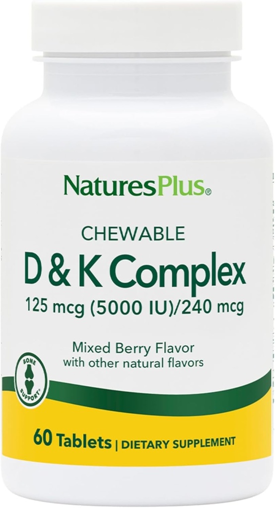 Natures Plus D&Kコンプレックス - 60の混合ベリーChewables - Calcium Metabolismをサポート - ベジタリアン、非GMO、グルテンフリー、大豆無料 - 60のサービング