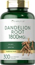 Carlyle Dandelion Root | 1800mg | 300カプセル | 非GMO、グルテンフリーサプリメント