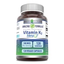 アメイジングフォーミュラビタミンK2 Menaq7 MK7サプリメント | 100 Mcg | Veggie Capsule | Non-GMO | Gluten Free | アメリカ製(1パック、120カウント)