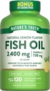 Nature's Truth Fish Oil 2400mg | 120 クイックリリースSoftgels | 720 mg Omega 3 | Burpless レモン風味の丸薬 | 非GMO&グルテンフリーサプリメント