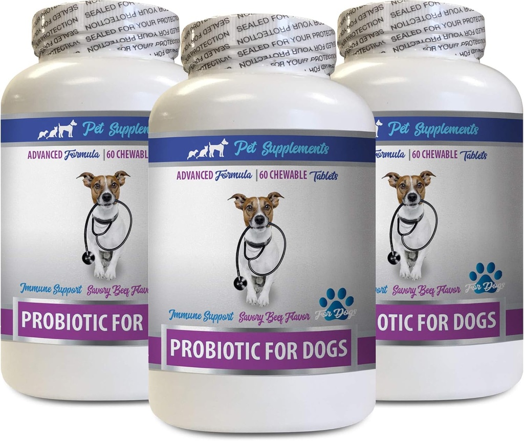 犬のDiarrheaの救助 - 犬のためのPROBIOTICS - 健康な腸 - ガスDiarrheaおよび悪い呼吸を止めて下さい - 消化管のブースト - 犬のプロバイオティクスおよび消化酵素 - 3本のびん(180の御馳走)