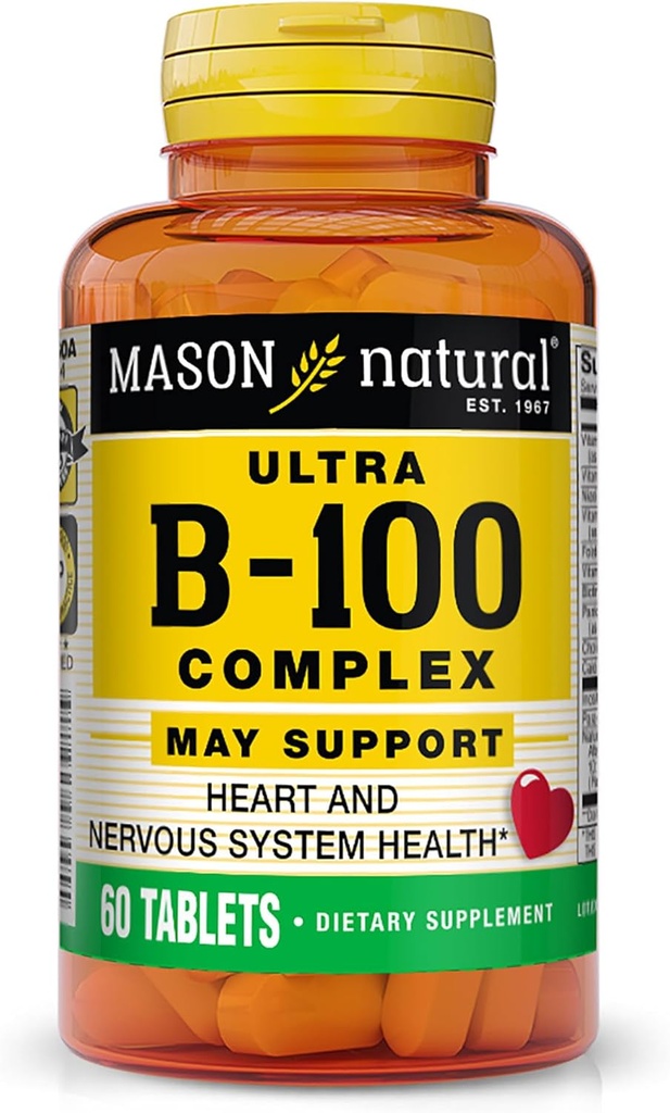 MASON NATURAL Ultra B-100コンプレックス - 健康な心と神経系、免疫機能とエネルギー代謝を改善し、60錠
