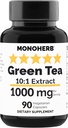 MONOHERBの緑茶のエキス1000のmg - 90のベジタリアンのカプセル