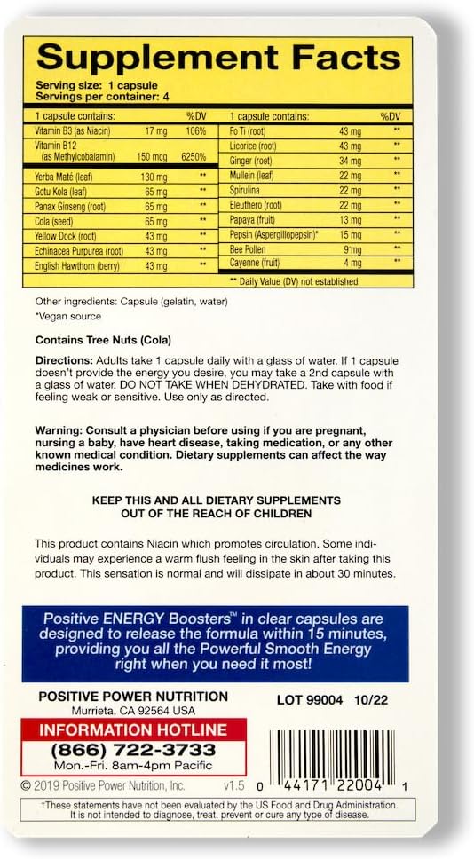 VitaBoostポジティブパワーエネルギーブースター - ハーブ、B-12、ビーポーレン、ジッタフリースムースエネルギー、クイック&セーフ、カフェイン、エフェドラ、またはグアラナ(120)