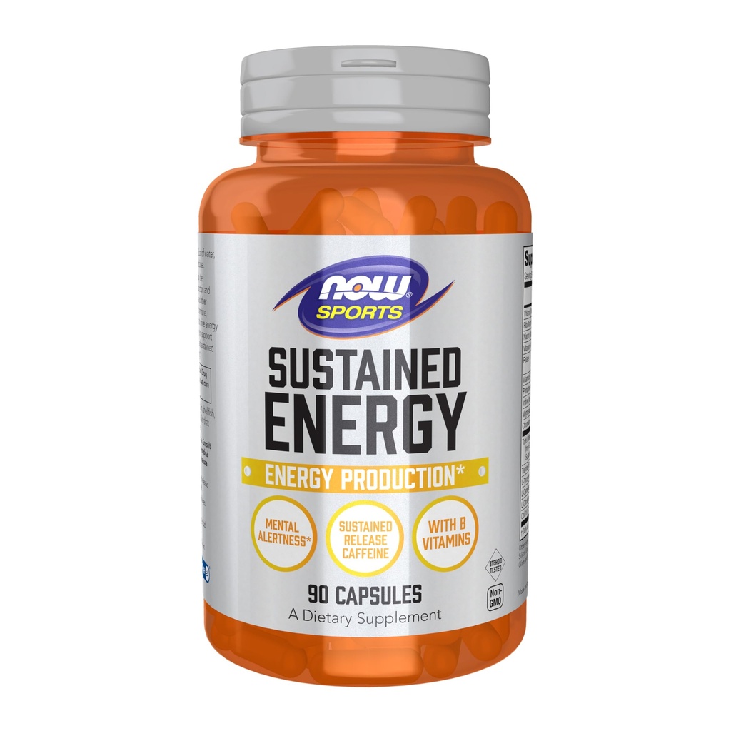 NOW Foods Sports、Sustained Energy Production* メンタルアラート* ビタミンB90ベジカプセル付きサステンドリリースカフェイン