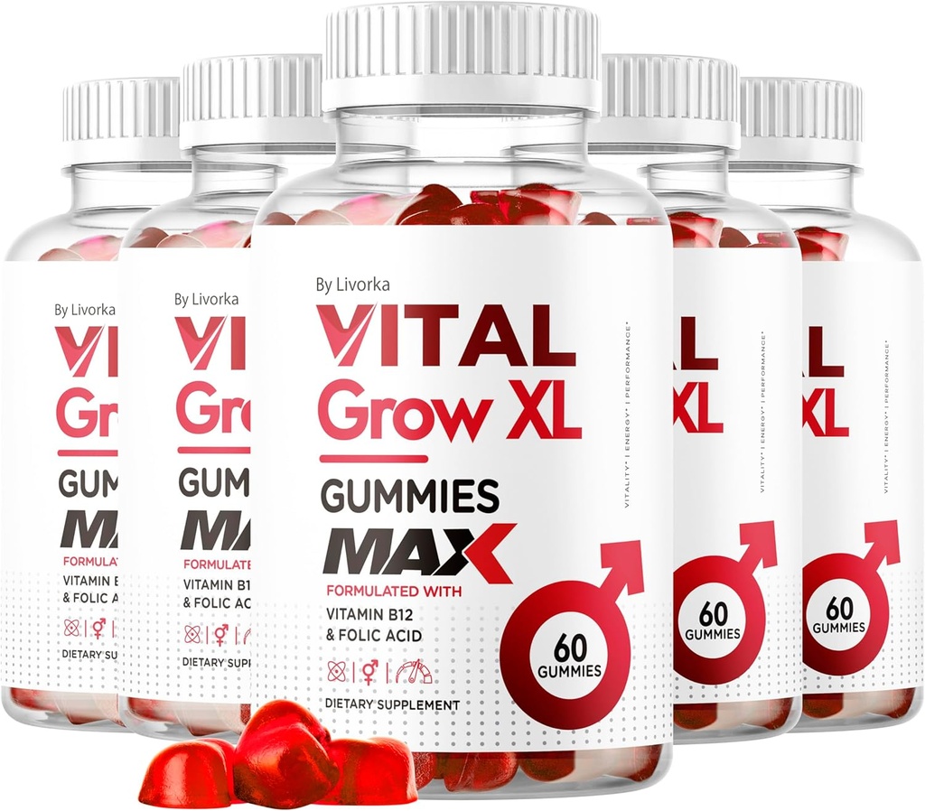 (5 Pack) Vital Grow XL Male Gummies - Men's Performance Gummies 1050MG Vital GrowXL Blend, Vital Growth Gummy Advanced Formula, 300 Gummies for 5 Months