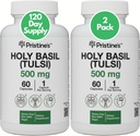 PRISTINE'S 聖バジル (トルシ) 500 mg (2 パック) リラクゼーション & 免疫サポート アダプトゲンサプリメント - 120 日の供給 - 聖バジルリーフカプセル - ビーガン - 非GMO - グルテンフリーサプリメント
