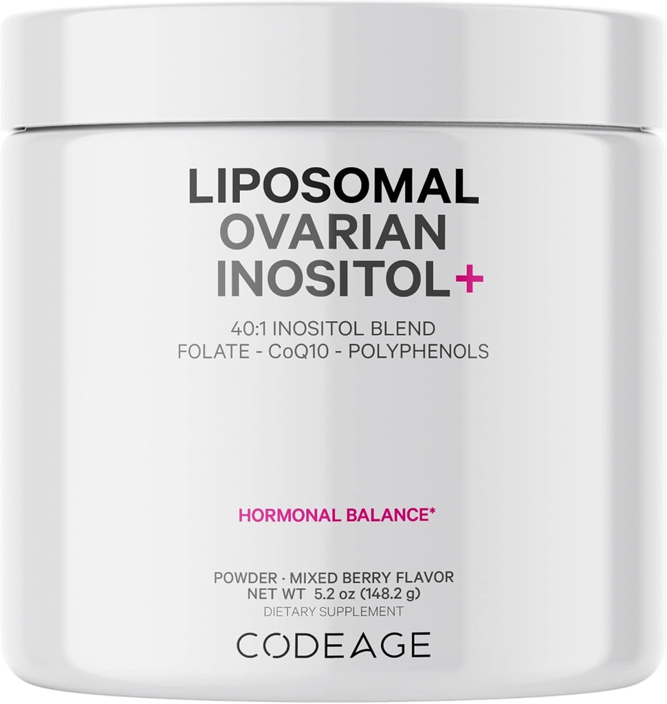 Codeage Liposomal Ovarian Inositolパウダー - Myo-Inositol&D-Chiro-Inositol 40:1ブレンド、5-MTHF、CoQ10、ザクロ&ワイルドブルーベリー - 2ヶ月の供給 - 混合ベリー味 - 非GMO、60のサービング