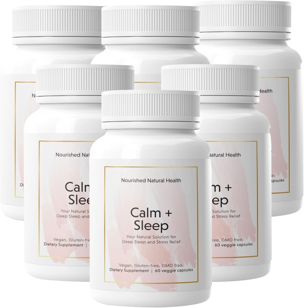 Nourished Natural - Calm + Ashwagandha、Chamomile、Tartチェリーエキス、パッションフラワー、L-テアニン、およびマグネシウム- 360カプセルとの深い残り及び弛緩のための睡眠のカプセル