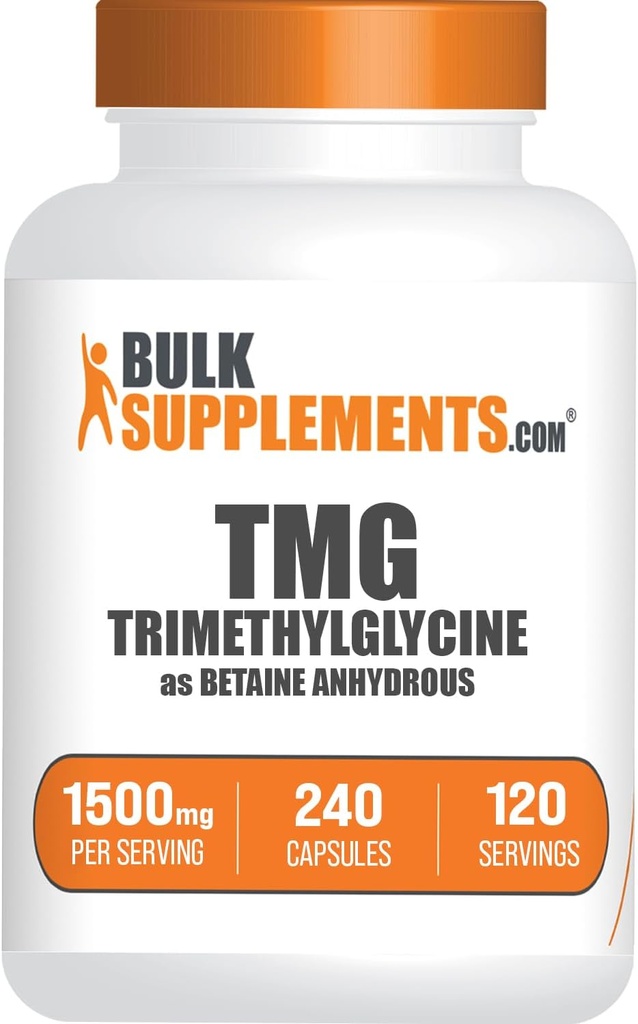 BulkSupplements.com TMGカプセル - Betaine Anhydrous、TMGサプリメントとしてのTrimethylglycine - Gluten無料、サービングあたりの2カプセル(1500mg)、240カウント(パッケージ1)