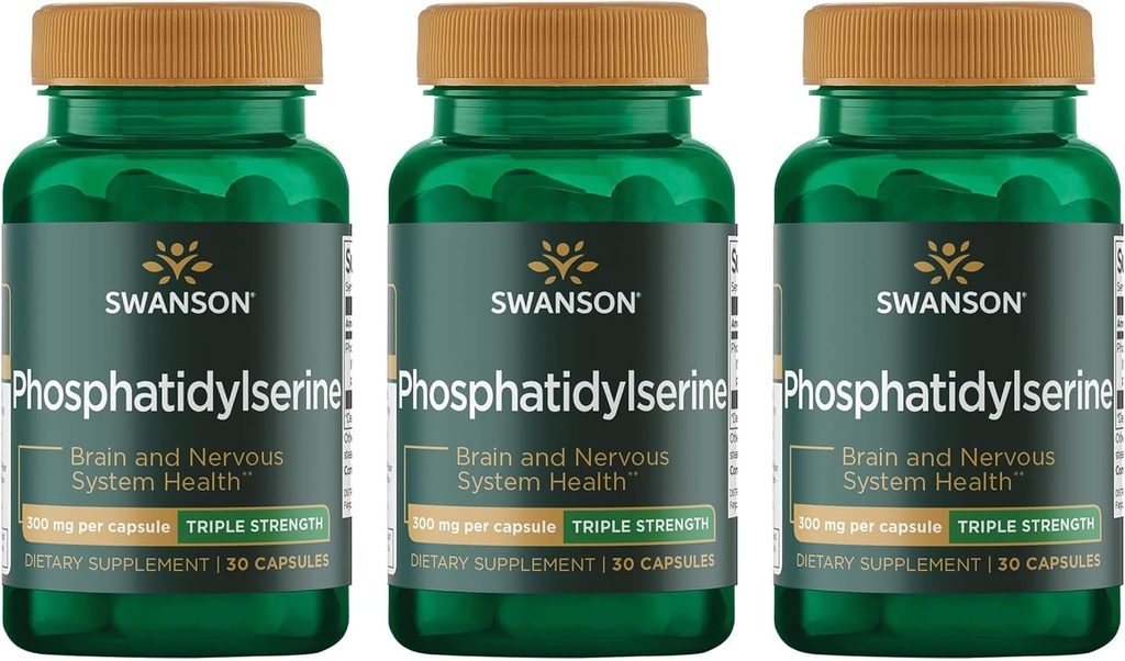 Swanson の Phosphatidylserine の記憶脳および認知健康サポート Phospholipid の三重力の複雑な補足 300 の mg 30 のカプセル (3 のパック)