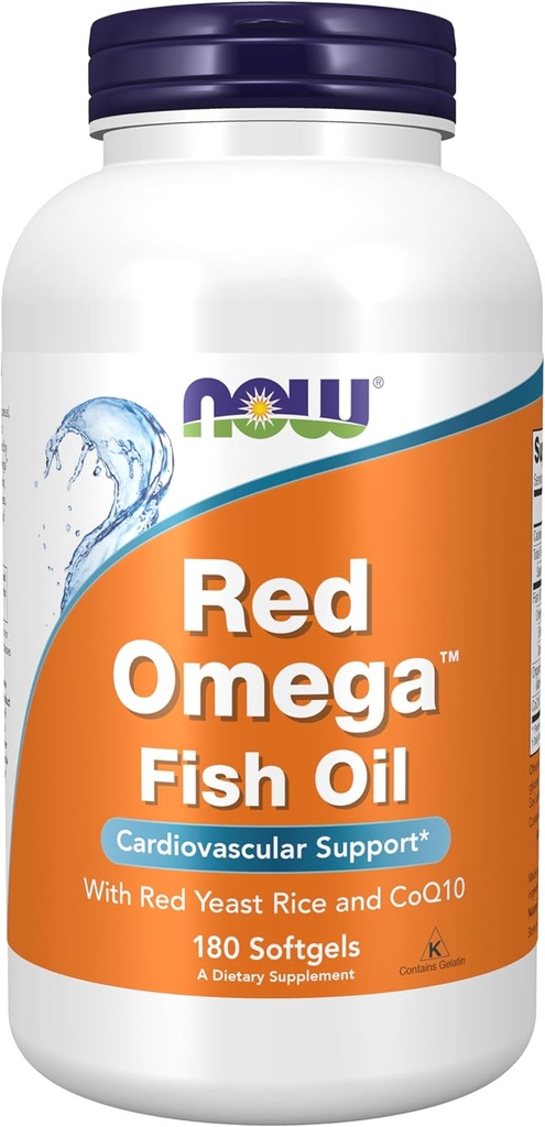 NOW Foodsは、CoQ10 30mgとOmega-3 Fish Oil、心臓血管サポート*、180 SoftgelsのRed OmegaTMを補います