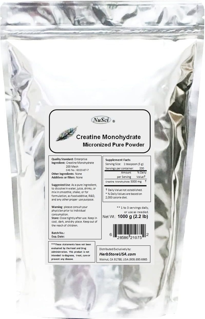 純粋なクレアチンの Monohydrate の Micronized の粉(1000 グラム(2.2 lb))