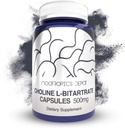 コリン L-Bitartrate カプセル 500mg (180 カウント) | コリンサプリメント | 認知機能、精神的性能および物理的な耐久性をサポート
