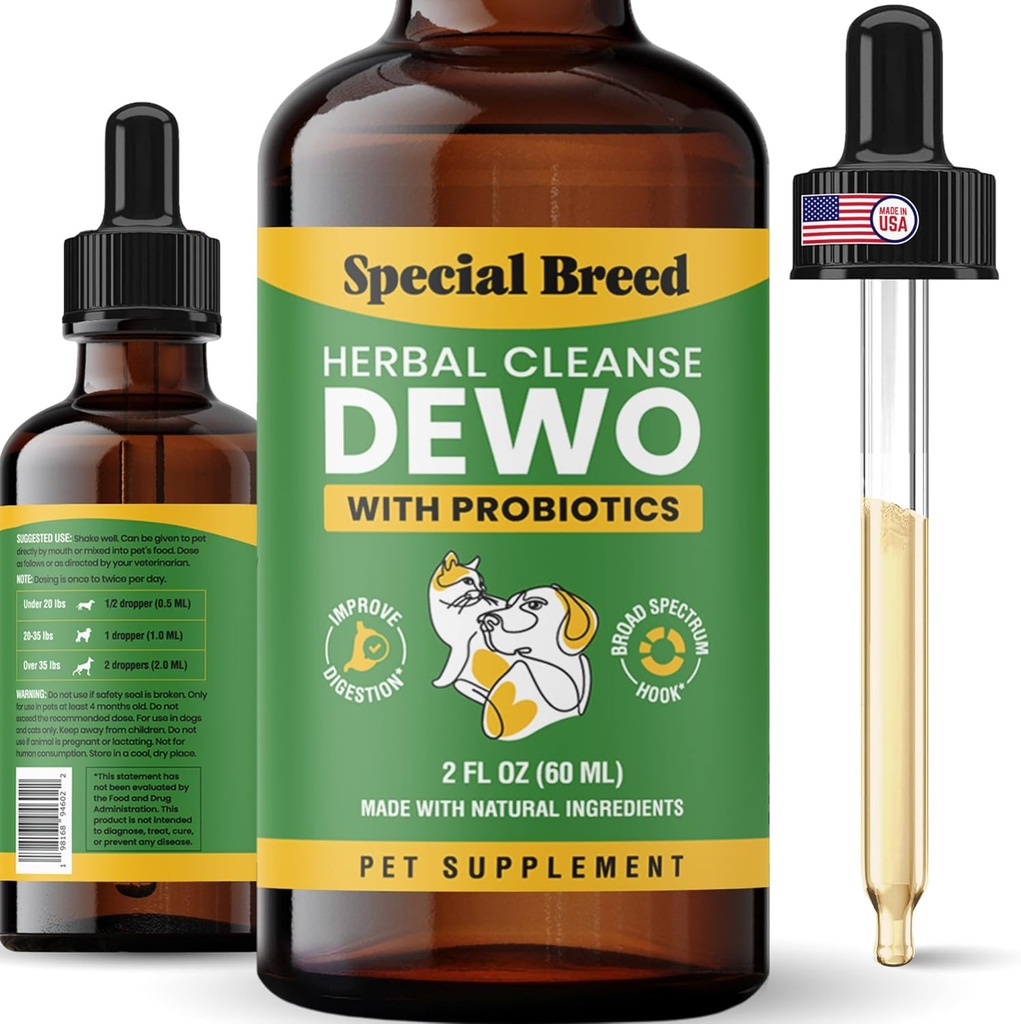 猫と犬の自然ブロードスペクトラム、プロバイオティクス、ホメオパシーサポート、米国製2oz