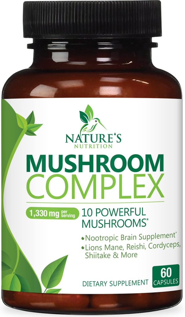 きのこの頭脳の補足1330のmg - 1の高力きのこの複合体にライオンズのマニー、トルコの尾、Reishi、Cordyceps、記憶及び焦点サポートのためのChaga及び頭脳の向知性の複合体- 60のカプセル-------------------------------------------------------------------------------------