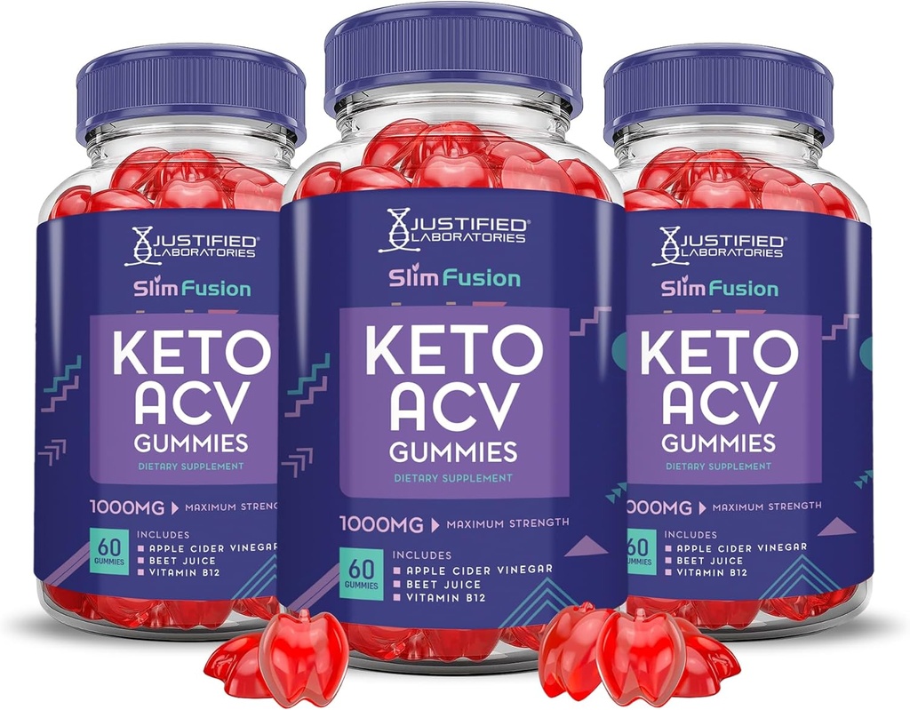 (3パック) スリムフュージョン Keto ACV Gummies アドバンスト1000MG スリムフュージョン Keto Gummies フォーミュラ Apple Cider Vinegar フォーミュラ Pomegranateビート ジュース パウダー B12 ビーガン非 GMO 180 Gummys