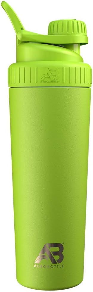 AeroBottle Cryoのシェーカーのコップ、絶縁されたステンレス鋼の水差しおよび蛋白質のシェーカーは、Turbulentの混合の技術、ブレンドの球かワイスク、26ozのEcoの衝撃の緑と蛋白質およびプレワークアウトを混合します
