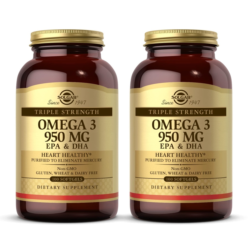 ソルガートリプル強度オメガ3 950 mg - 100 Softgels、2のパック - サポートジョイント&スキンヘルス - 非GMO、グルテンフリー、酪農場無料 - 200 Totalサービング