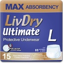LivDryの大きい最終的な大人のIncontinenceの下着、漏出保護、L、15のパッケージが付いている最高の吸収性の大人のおむつ