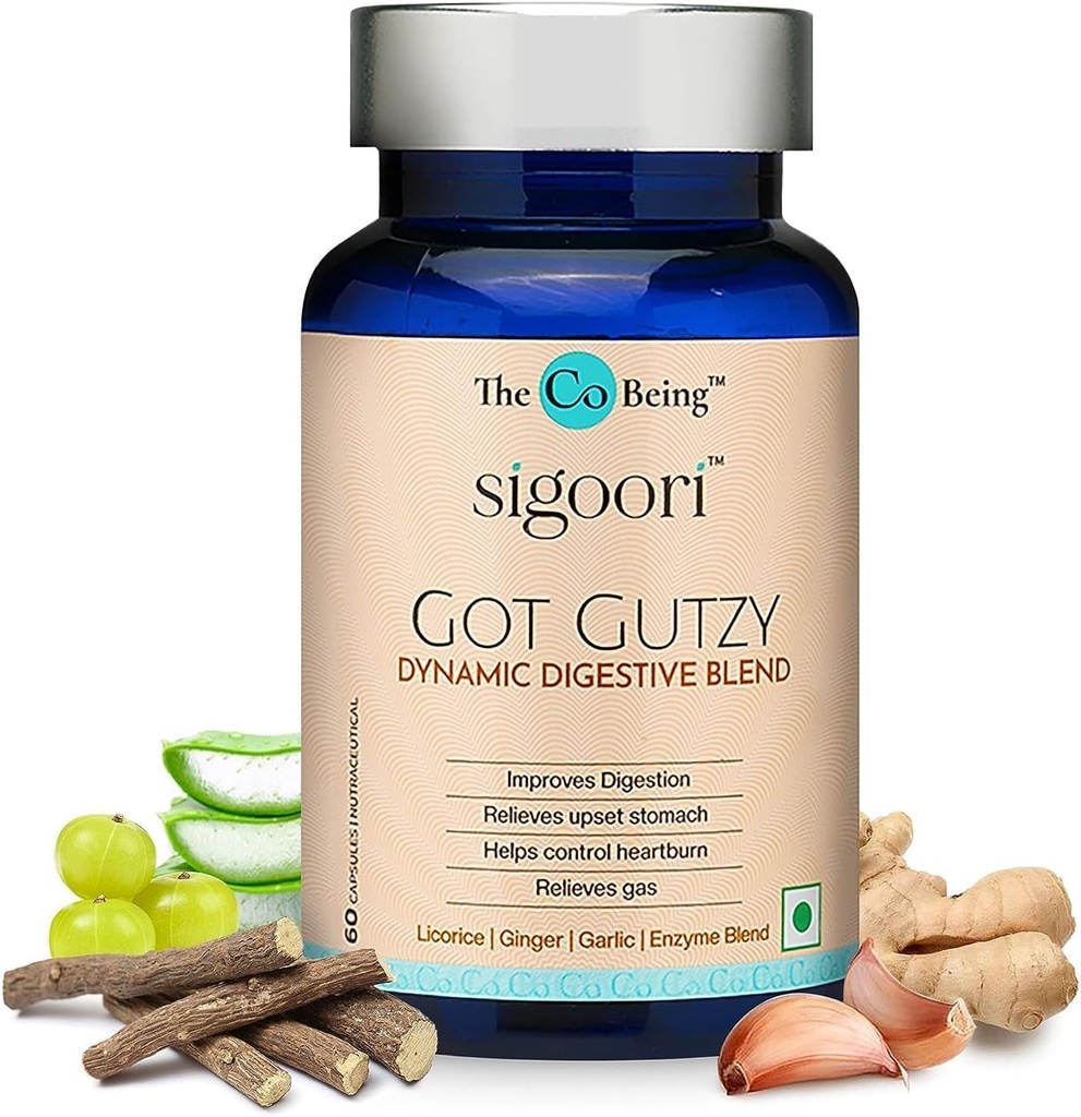 男性と女性のためのグット健康サプリメント, ガッジー, ターメリックが含まれています, ジンジャー, リコリス, アロエベラと消化酵素, 消化の健康のため, 酸性, 便秘, 吐き気, 60 カプセル.
