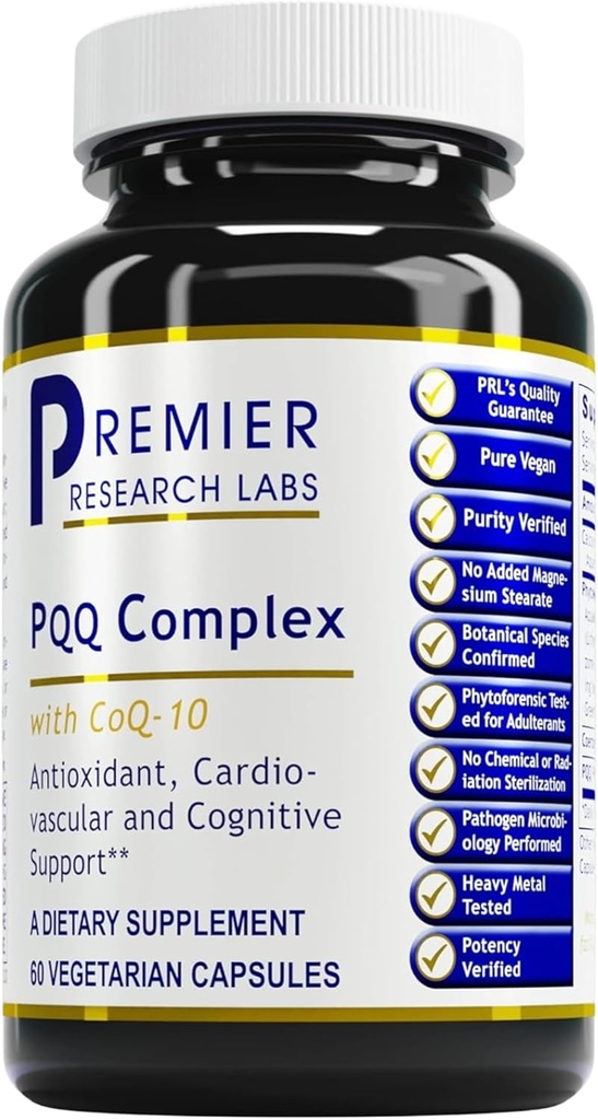 プレミアリサーチラボプレミアPQQコンプレックス with CoQ10 - Coenzyme Q10、Co Q 10サプリメント、Pyrroloquinoline Quinone(PQQ)、抗酸化剤、脳&ハートサポート - 60ベジタリアンカプセル