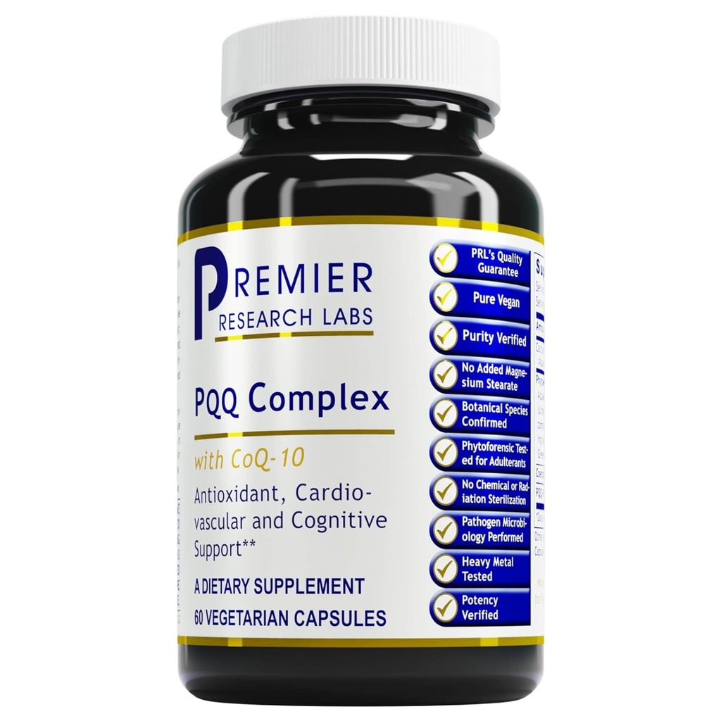 プレミアリサーチラボプレミアPQQコンプレックス with CoQ10 - Coenzyme Q10、Co Q 10サプリメント、Pyrroloquinoline Quinone(PQQ)、抗酸化剤、脳&ハートサポート - 60ベジタリアンカプセル