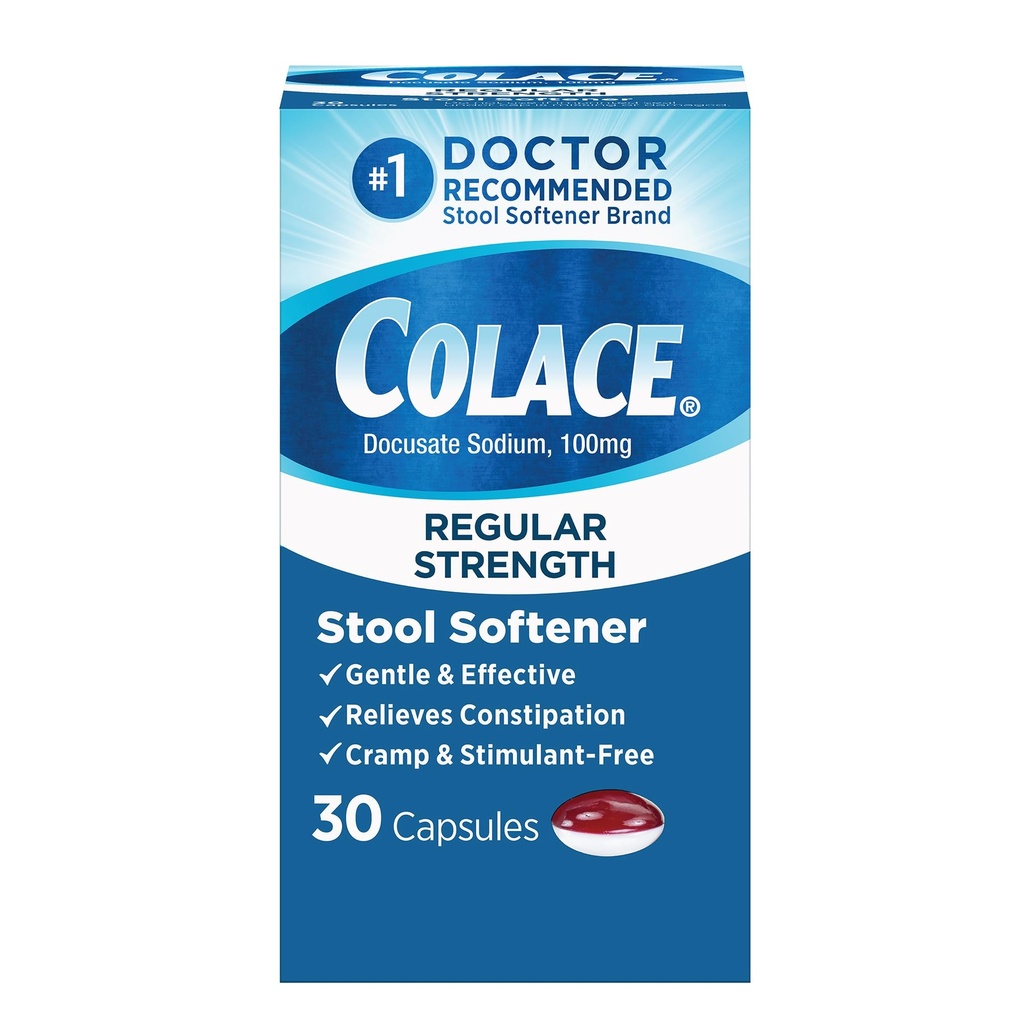 牛の有効な便秘の救助のためのColaceの規則的な強さの腰掛けの軟化剤、第1医者によって推薦される腰掛けの軟化剤のブランド、100のmgのDocusateのカプセル、30の計算