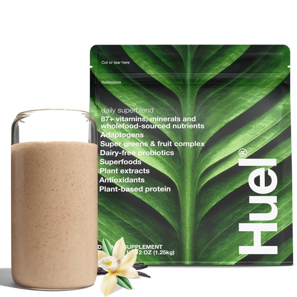 ヒューエル・デイリー・Superblendバニラパウダー | 25g 植物由来タンパク質 | スーパーグリーンパウダー | 87 ビタミン・ミネラル・全食品由来成分 |19 サービング | プラスチックを削減しないスクープ