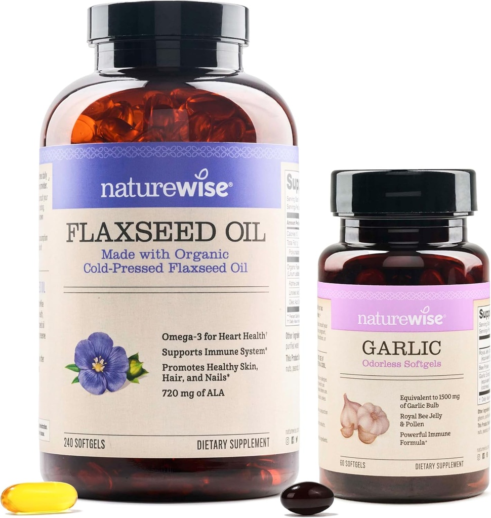 NatureWiseの有機性亜麻仁オイル最高720mg ALAの 最も高い効力の亜麻オイルOmega 3のニンニクの無臭のSoftgels 1500mgサポート歯及び免疫システム健康