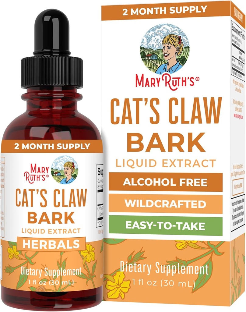 MaryRuth Organics Cat's Claw Herbal Liquid Drops | 2 Month Supply | Unflavored Cats Claw Tincture | Uncaria tomentosa | Non-GMO Project Verified | Vegan | Gluten Free | Sugar Free | 1 Fl Oz