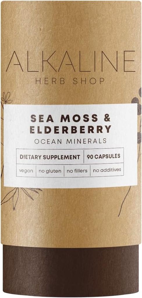 Alkaline Herbの店の海の苔およびElderberryの補足90のカプセル