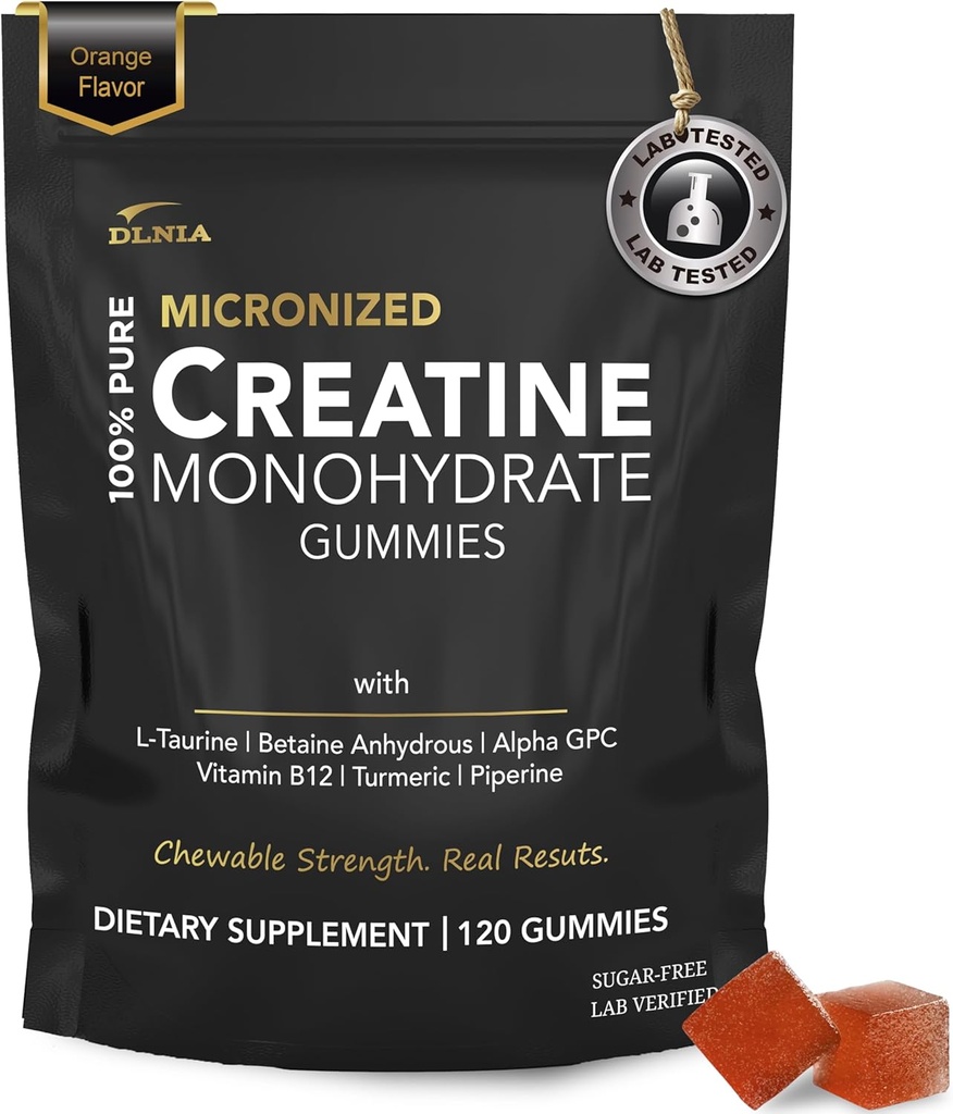 Creatine Monohydrate Gummies for Men & Women - Sugar Free & Vegan Advanced Formula W/L-Taurine + Vitamin B12 - for Muscle Strength, Muscles Builder, Recovery, Energy Boost, Pre-Workout Supplement