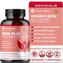 女性のための鉄の補足 - ビタミンC、B6、B12の葉酸とGentle Chelateの鉄のBisglycinate 25mg -鉄の不足、月経の健康及びエネルギーを支えて下さい- 120の計算