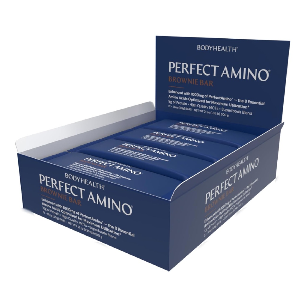 ボディパーフェクトアミノバープロテインエナジースナック10gのタンパク質、植物ベースのMCT、スーパーフードブレンド、コーシャ、(ブラウン、12パック)