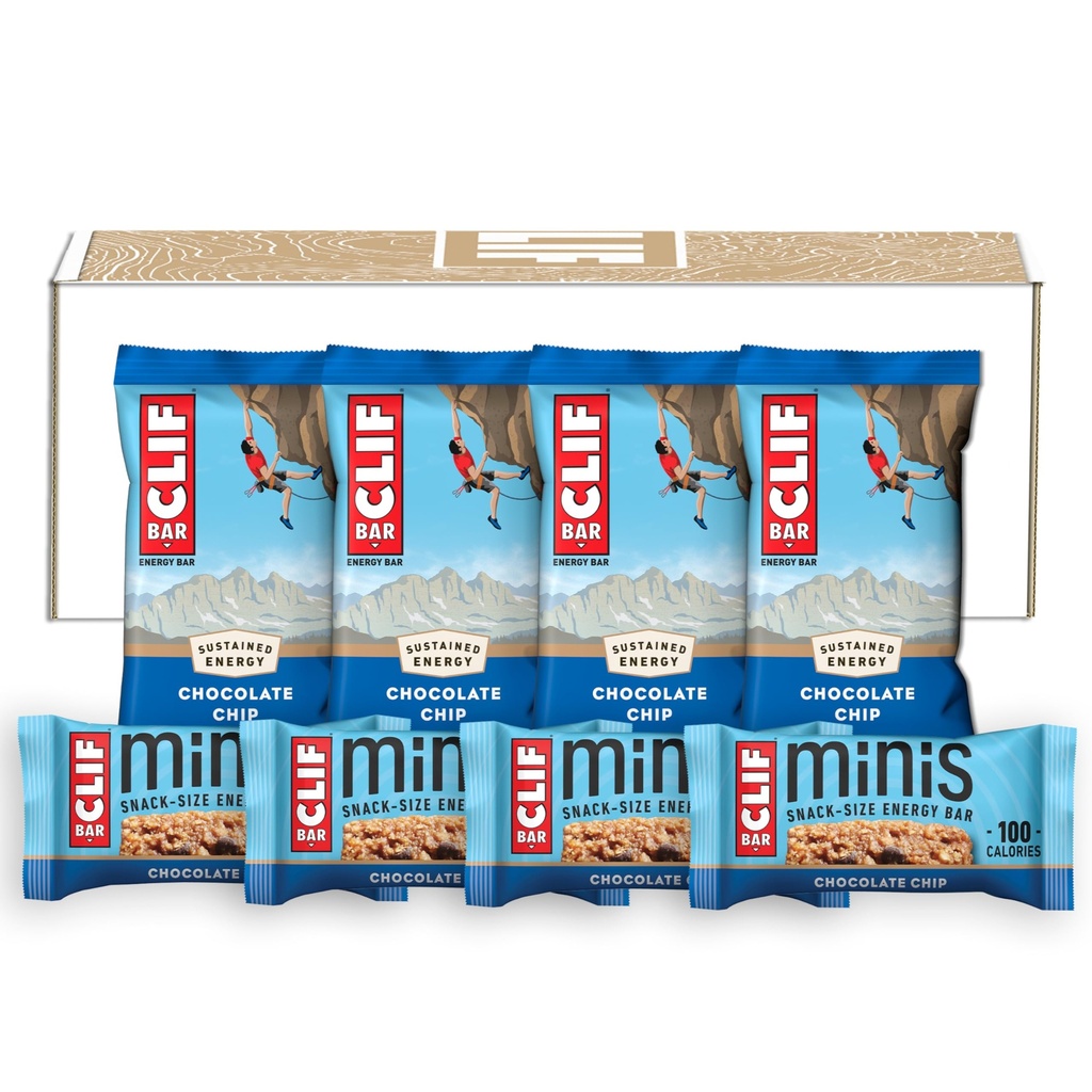 CLIF BAR - チョコレートチップ - フルサイズとミニエネルギーバー - 有機オート麦で作られた - 非GMO - プラントベース - 2.4 オンスと0.99 オンス。 (20 カウント)