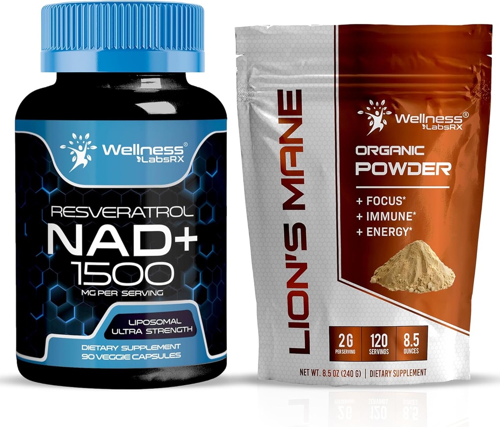 ウェルネス LABSRX NAD+ 補足のカプセル1500mg -ライオンのマニーの粉2000mg