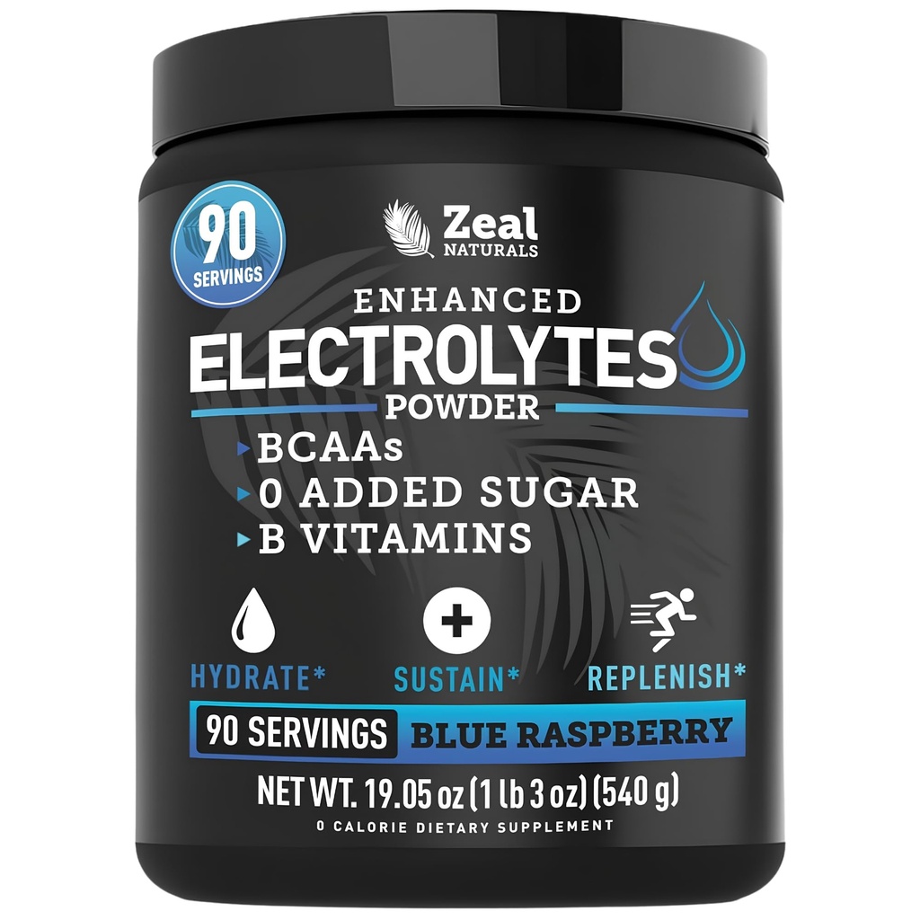 ゼールナチュラルズ電解液の粉の回復飲み物(90のサービング ブルーラズベリー) w 0 砂糖 +BCAAs +B-ビタミン 電解液サプリメント w カリウム亜鉛 & マグネシウム 給水用 - Keto Electrolytes