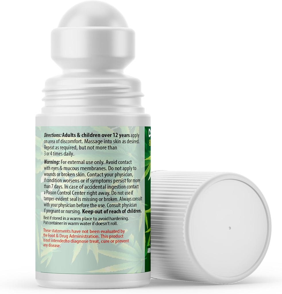 ANUMED - 麻ロールオン8000mg高速演技、長持ち、自然な回復、関節、筋肉のためのArnica +ターメリックと最大強度。 2パック(2oz)